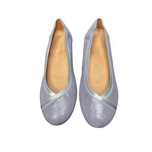 Vionic Purple Shimmery Office Work Career Caroll Almond‎ Toe Ballet Flats Size 7